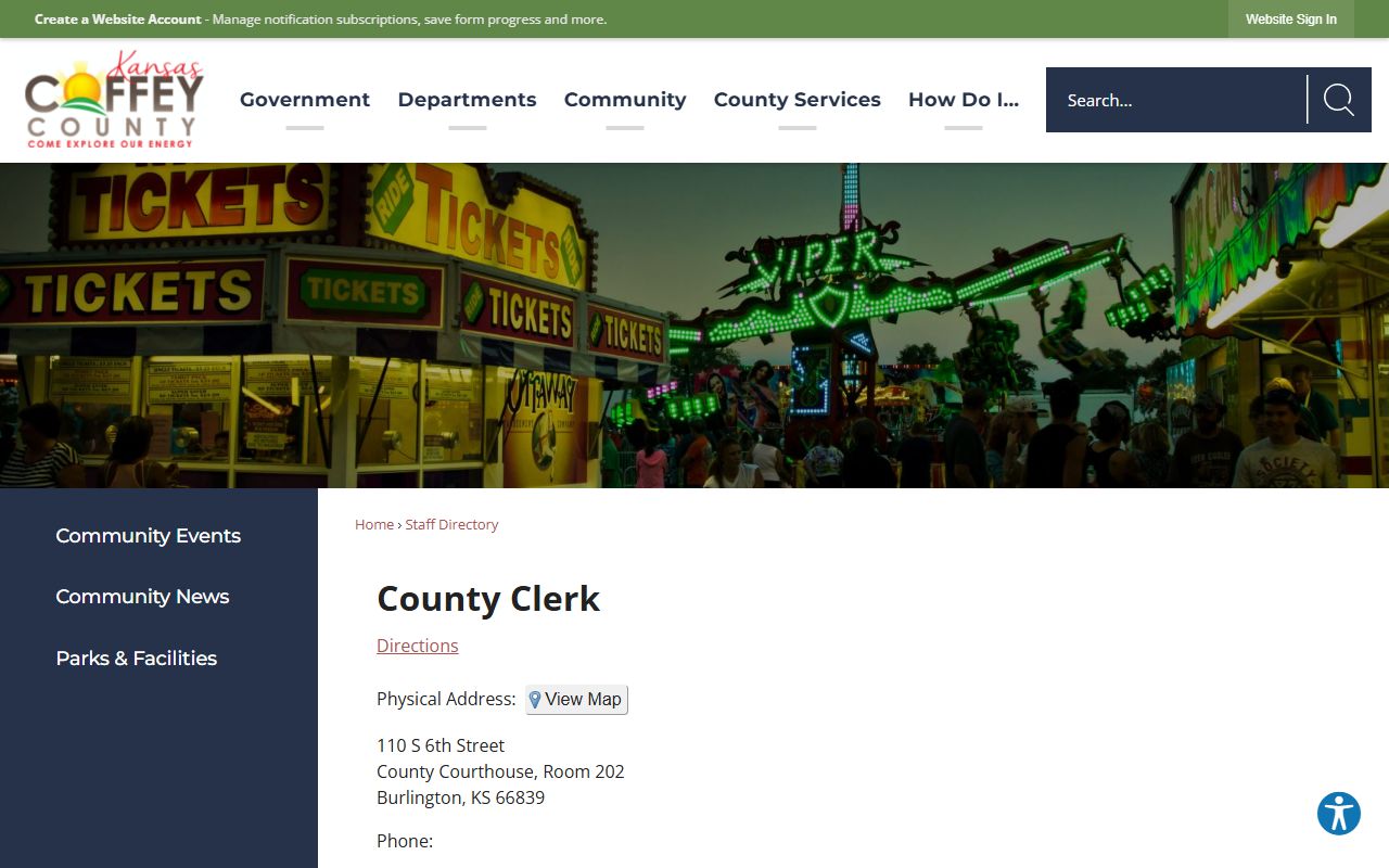 Coffey County Clerk staff directory with office contact information