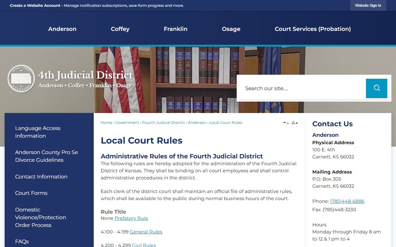 Fourth Judicial District local court rules page