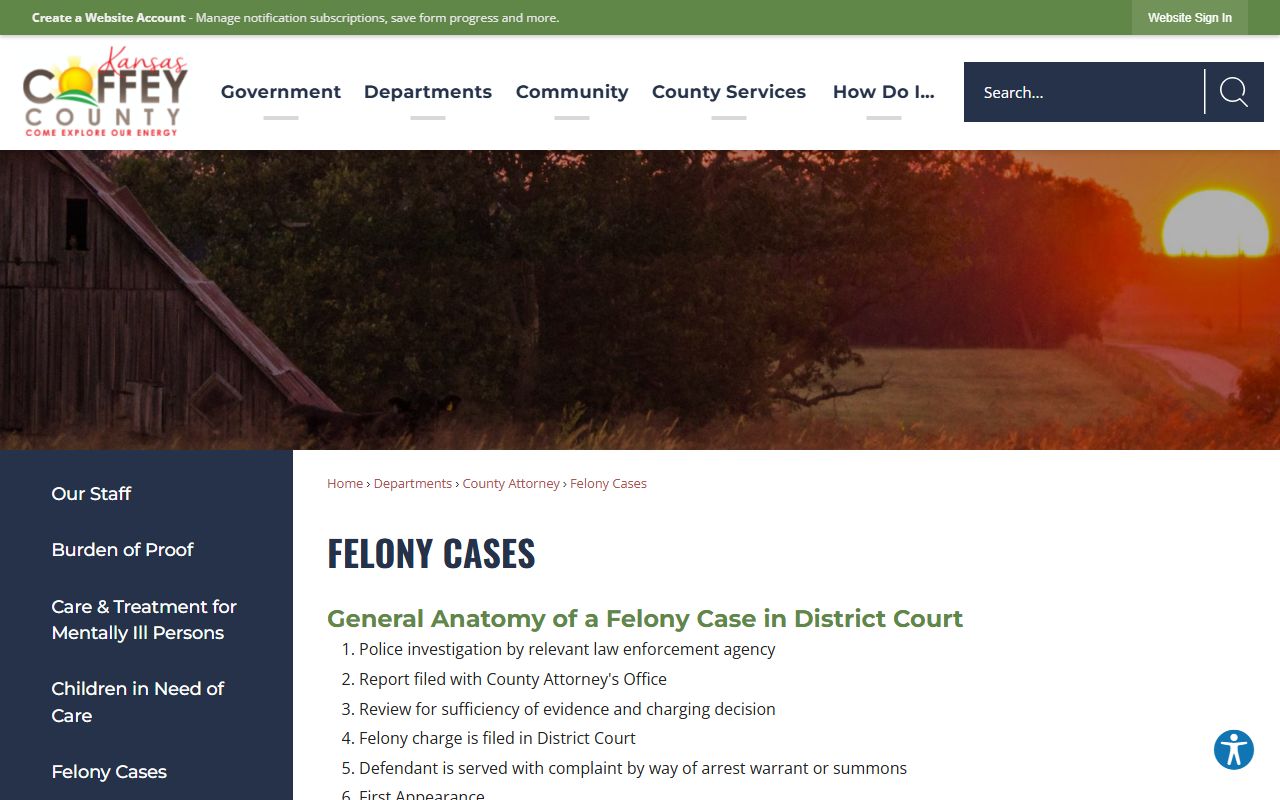 Coffey County court records felony case process page