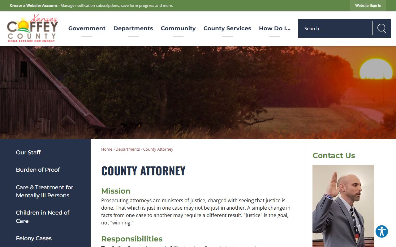 Coffey County criminal court records County Attorney page