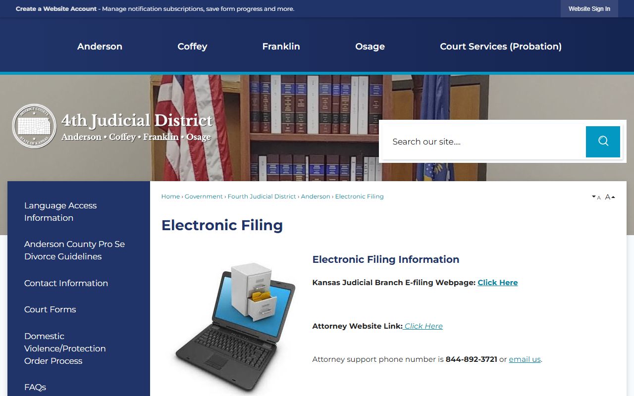 Fourth Judicial District electronic filing page