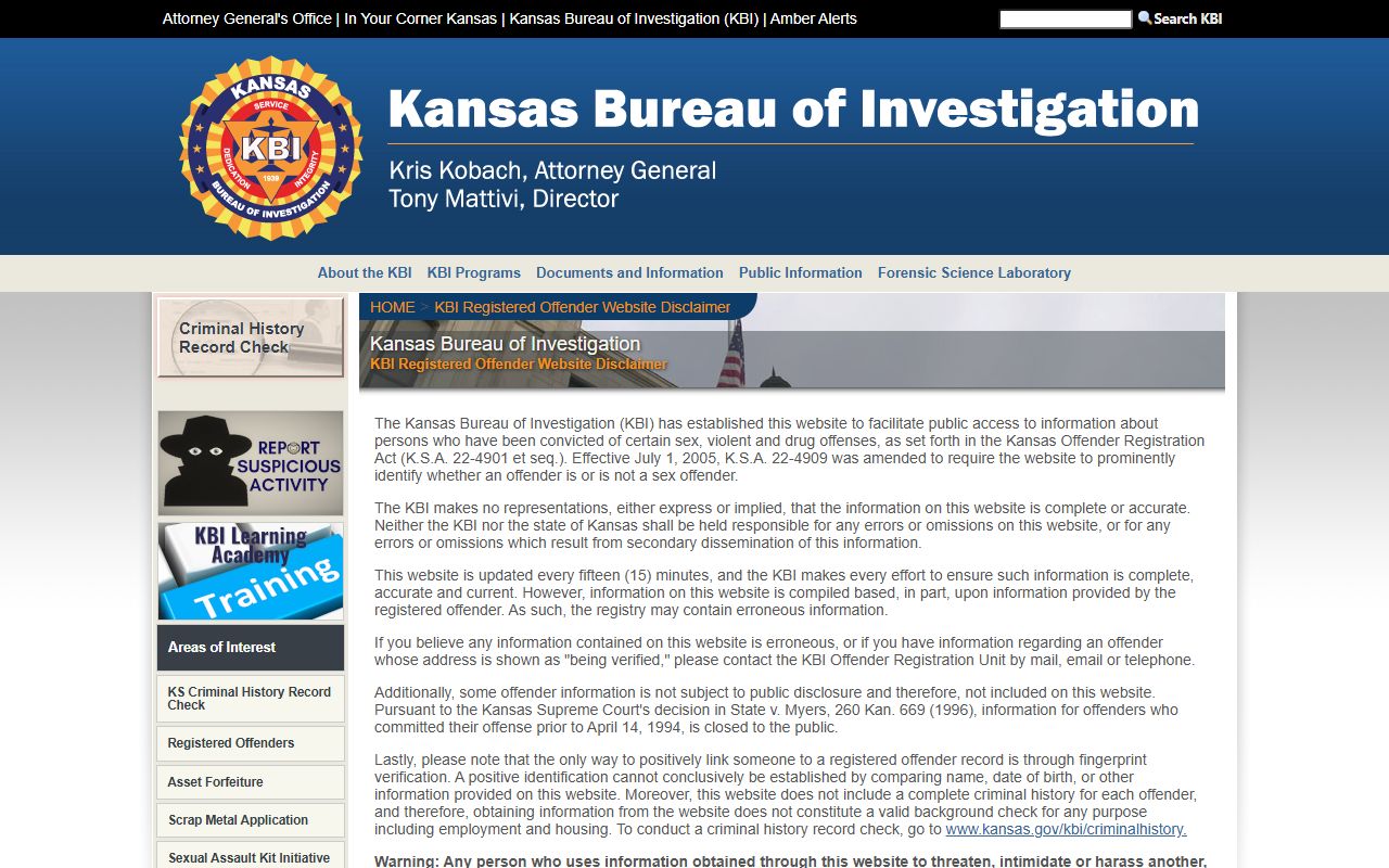 Coffey County inmate records and Kansas registered offender search