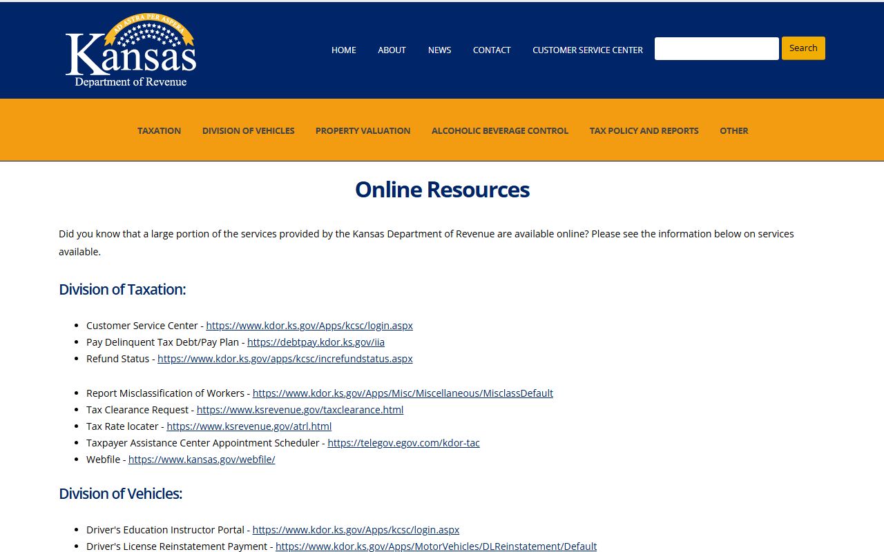 Coffey County traffic court records and Kansas Department of Revenue online services