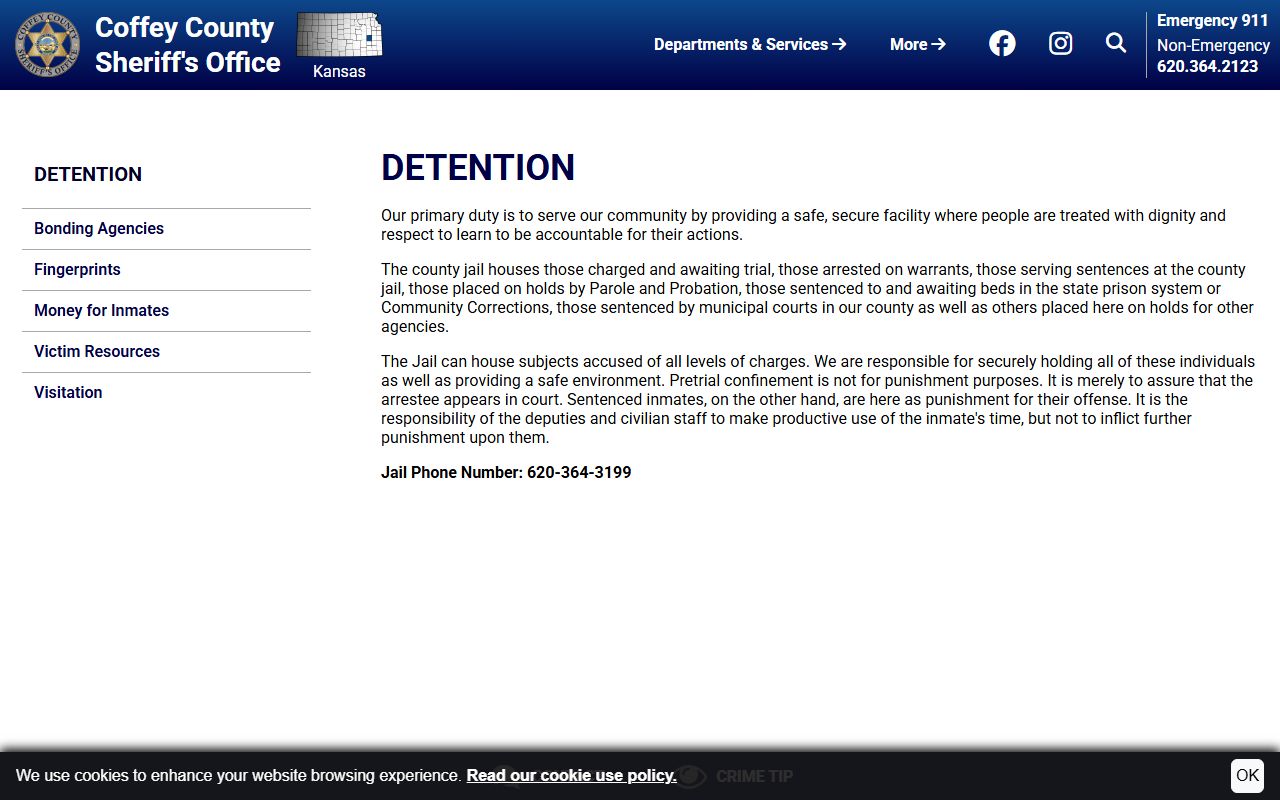 Coffey County warrant search and detention page custody categories